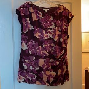 Burgundy/peach/cream silky polyester top